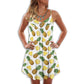 Fruit Pineapple Tropical Love V-Neck Sleeveless Cami Dress For Tropical Parties And Casual Everyday Style