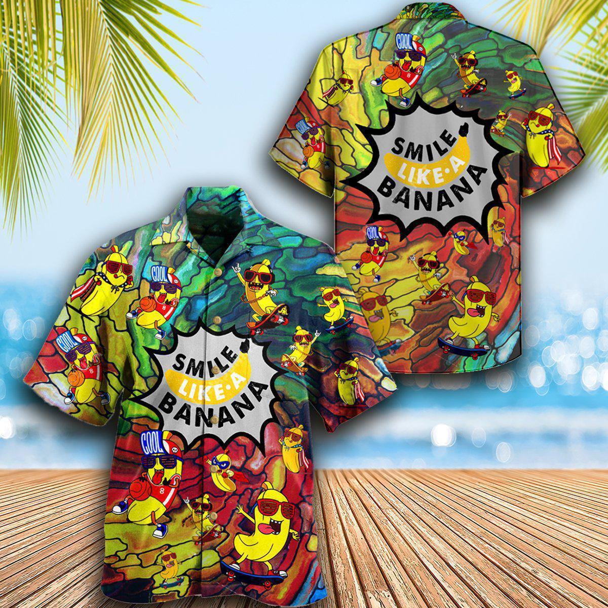Cute Playful Tropical Fruit Hawaiian Shirt With Detailed Graphic For Vacation Parties Beach Outings And Relaxed Daily Wear