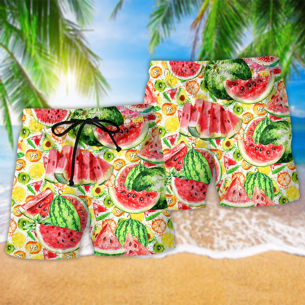 Watermelon Summer Color Beach Shorts Pattern Detail For Poolside Fun And Comfortable Resort Style