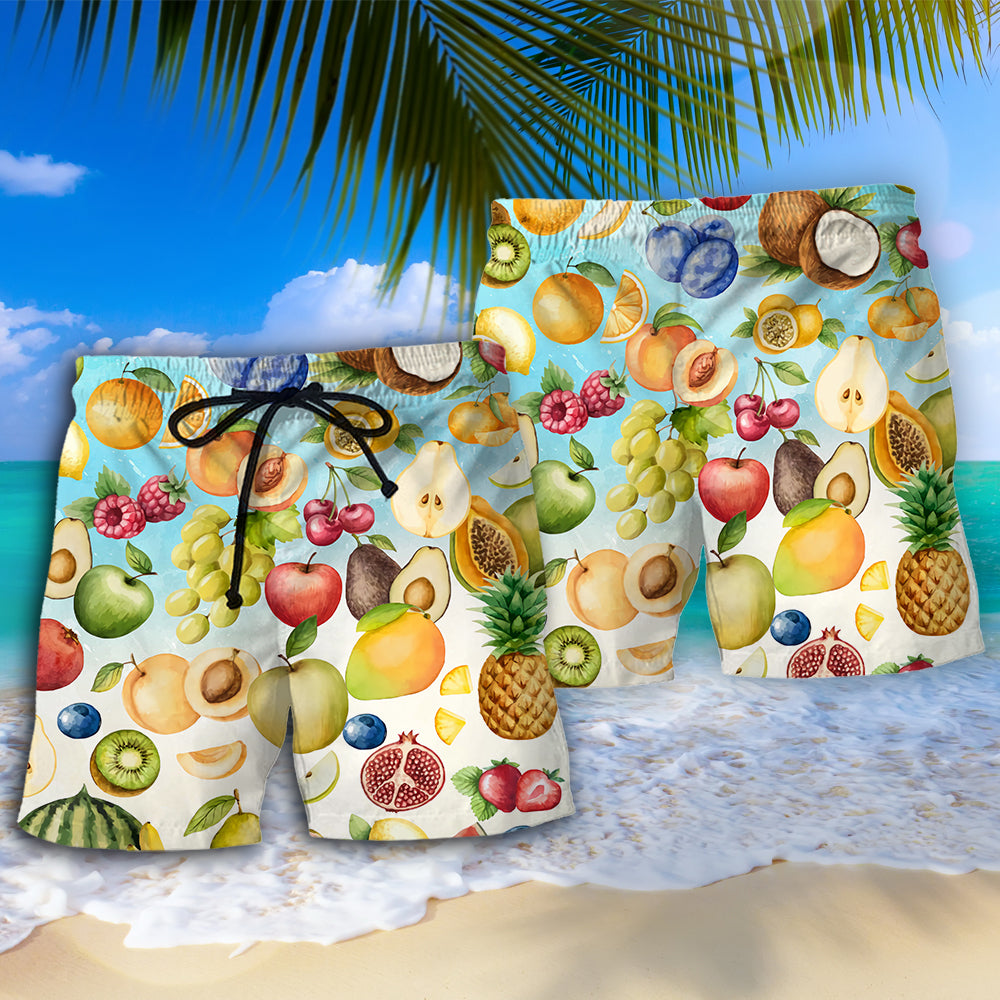 Summer Fruit Colorful Basic Beach Shorts Artwork Detail For Comfortable Everyday Summer Wear