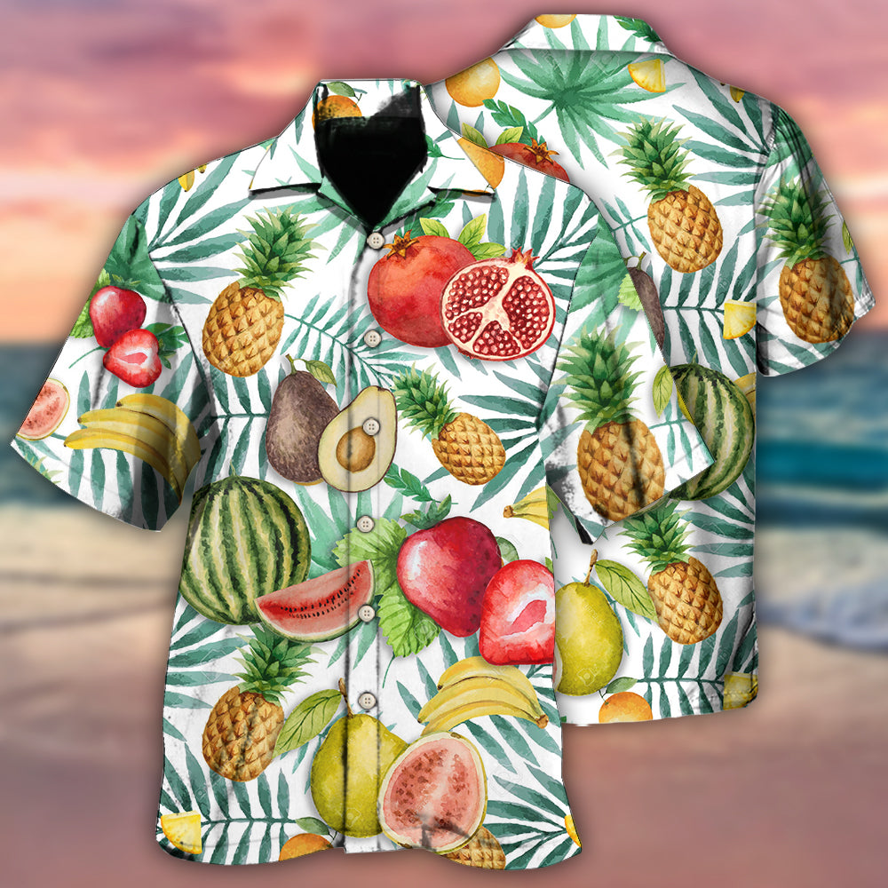 Tropical Fruit Hawaiian Shirt With Detailed Graphic For Coastal Adventures Summer Events And Everyday Comfort