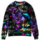 Funny Cat Neon Light Colorful Sweater For Animal Lovers Casual Wear Holidays And Thoughtful Gifting