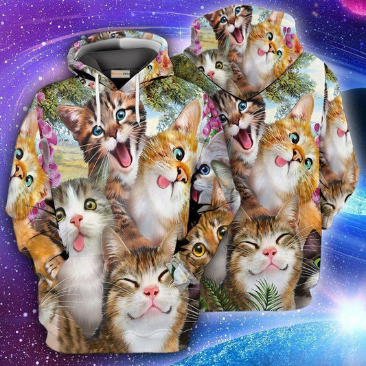 Funny Happy Cats Make Hoodie For Casual Outfits Outdoor Trips And Comfortable Layering