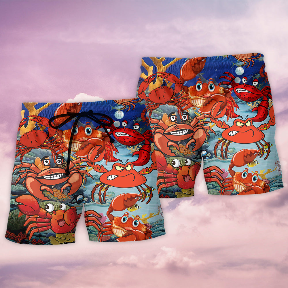 Crab Funny Ocean Ruler Beach Shorts Design View For Comfortable Resort And Beach Styling