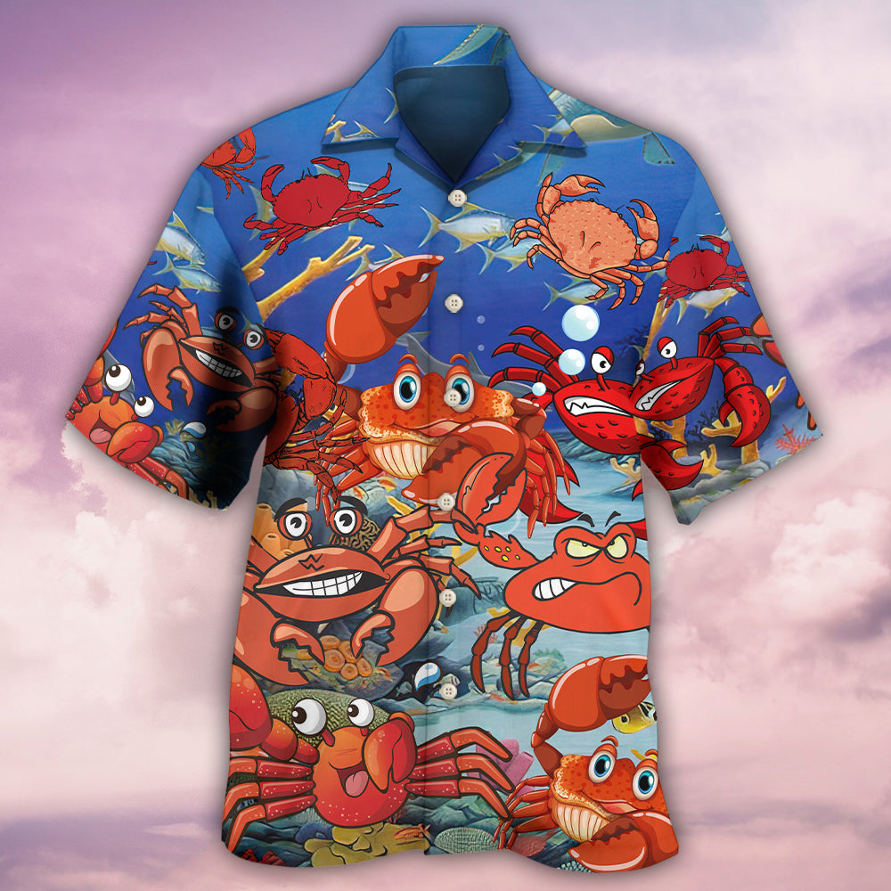 Funny Vintage Crab Rule Ocean Hawaiian Shirt Design Detail For Beach Days And Holiday Travel