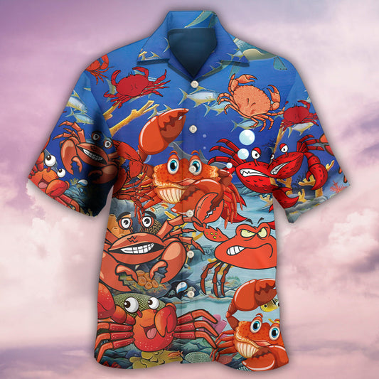 Funny Vintage Crab Rule Ocean Hawaiian Shirt Design Detail For Beach Days And Holiday Travel