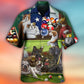 Funny Billiard Independence Day Dogs Hawaiian Shirt Artwork Detail For Tropical Trips And Casual Outings
