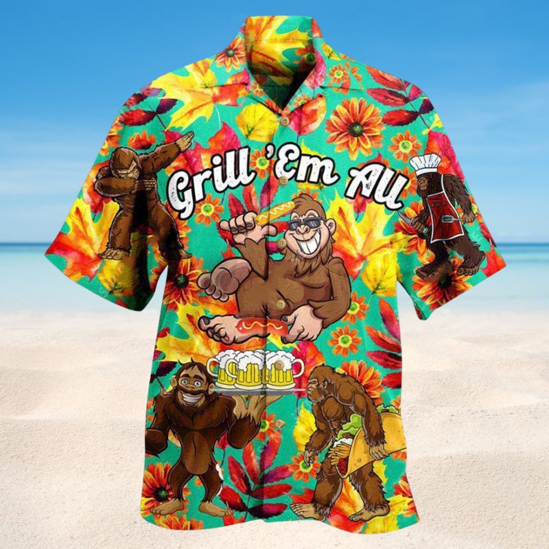 Funny Playful Barbecue Grill Hawaiian Shirt For Tropical Trips Food Fans And Cheerful Summer Outings