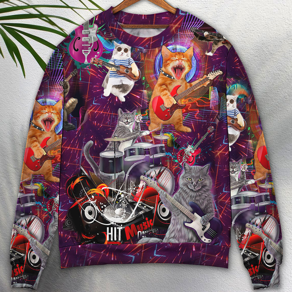 Funny Rocker Cat Sweater For Parties Casual Events And Comfortable Daily Wear