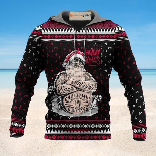 Funny Santa Tattoo Christmas Hoodie For Seasonal Parties Casual Wear And Thoughtful Holiday Gifts