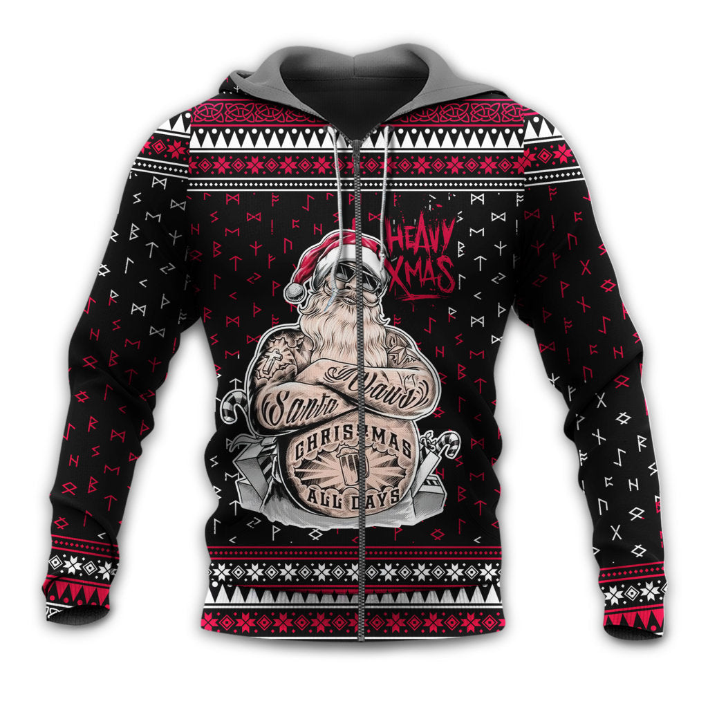 Funny Santa Tattoo Christmas Hoodie For Seasonal Parties Casual Wear And Thoughtful Holiday Gifts