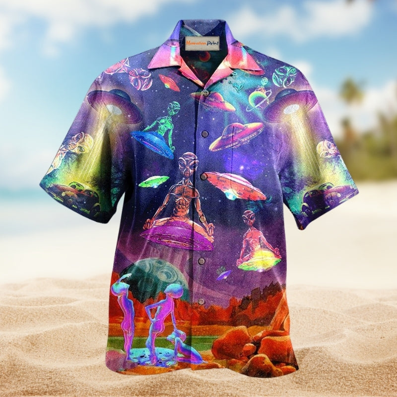 Galaxy Alien Awesome UFO Hawaiian Shirt For Resort Getaways Outdoor Parties And Everyday Summer Wear