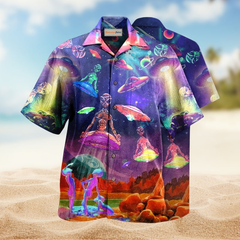 Galaxy Alien Awesome UFO Hawaiian Shirt For Resort Getaways Outdoor Parties And Everyday Summer Wear