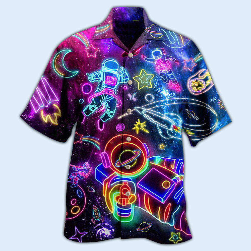 Galaxy Space Explorer Hawaiian Shirt With All Over Print For Resort Getaways Summer Adventures And Casual Gifting