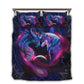 Galaxy Dragon And Wolf Battle Bedding Cover For Fantasy Bedroom Decor