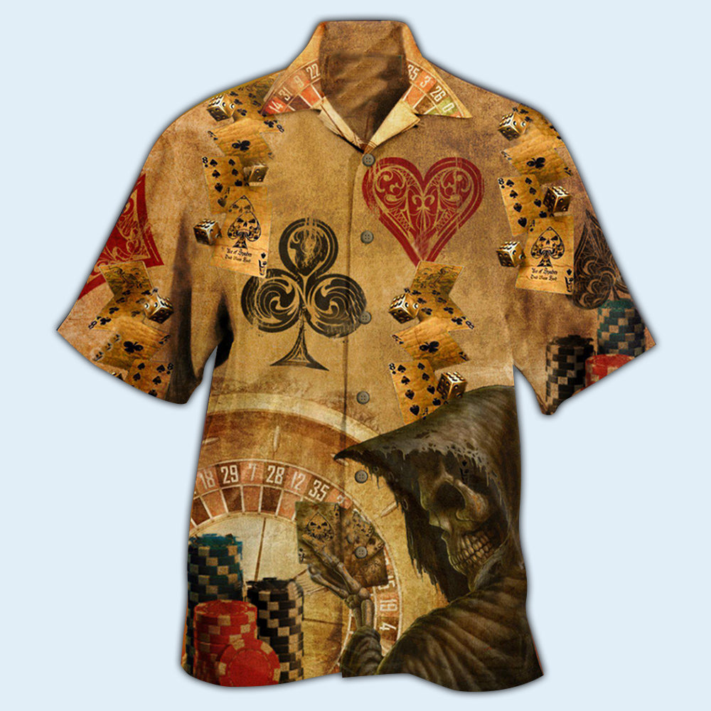 Vintage Casino Card Hand Hawaiian Shirt With All Over Print For Beach Getaways Resort Outings And Thoughtful Gifting
