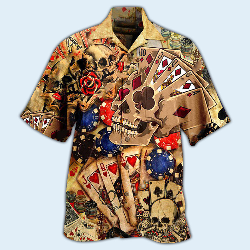 Game Card Hawaiian Shirt Artwork Detail For Resort Trips And Outdoor Activities