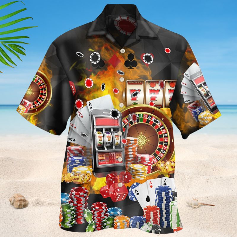 Gambling Creative Pattern Hawaiian Shirt For Island Vacations, Resort Wear, And Relaxed Seasonal Style