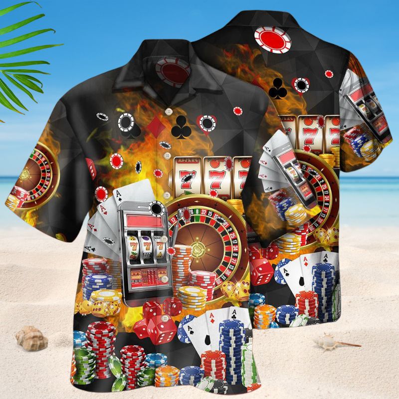 Gambling Creative Pattern Hawaiian Shirt For Island Vacations, Resort Wear, And Relaxed Seasonal Style