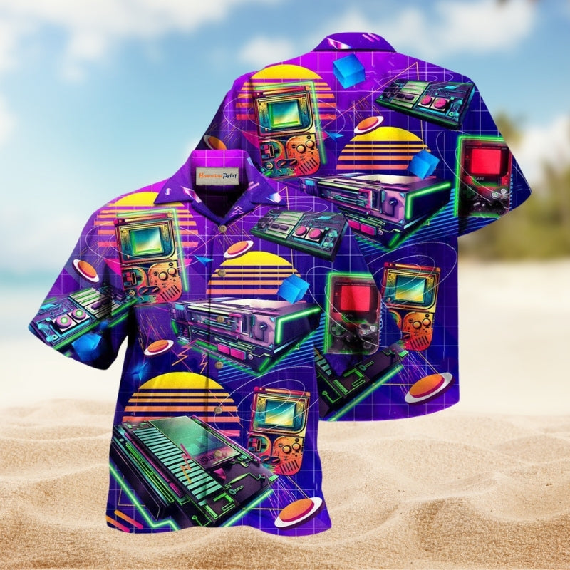 Game Consoles In The 0s Memory Hawaiian Shirt For Summer Vacation Beach Travel And Relaxed Casual Wear