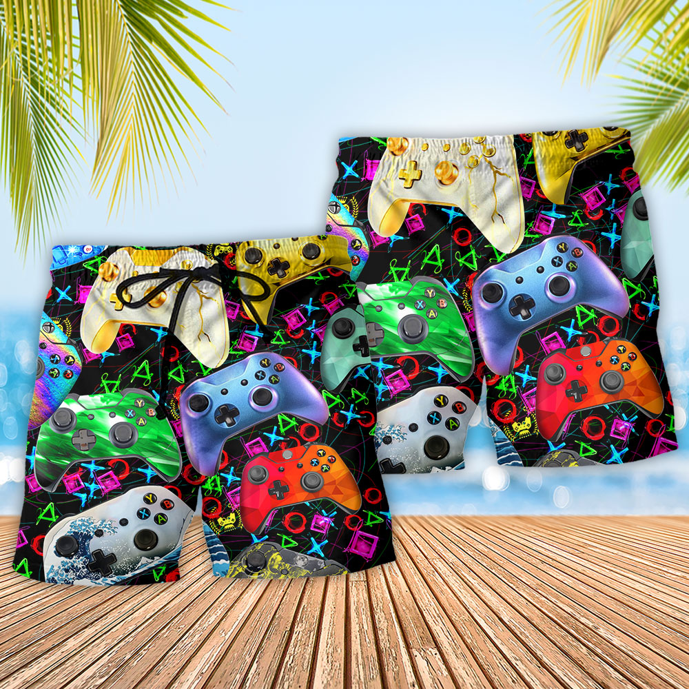 Video Game Battle Beach Shorts Pattern Detail For Outdoor Activities And Vacation Ready Style