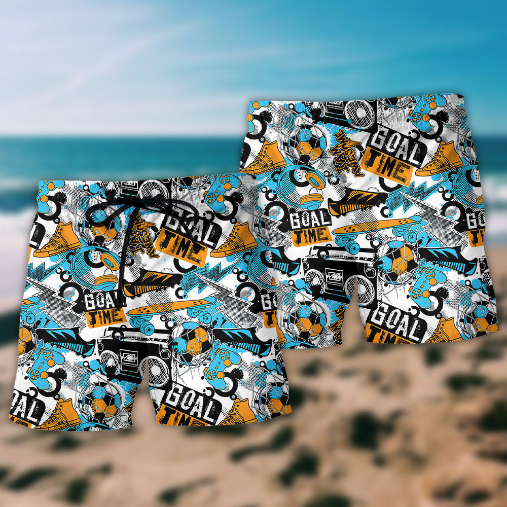 Goal Time Soccer Inspired Beach Shorts Graphic Detail For Resort Trips And Casual Outings