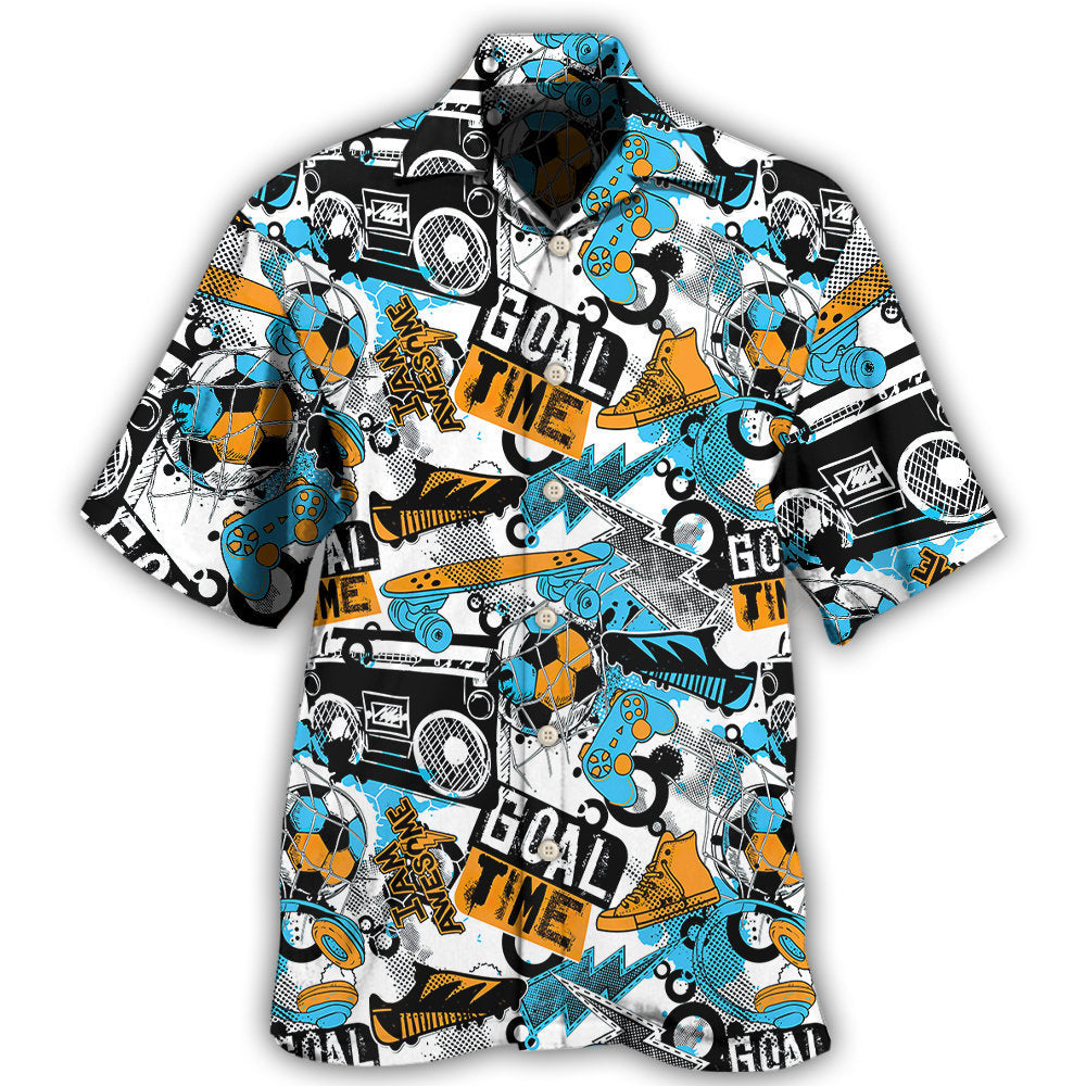 Game Goal Sports Fan Hawaiian Shirt For Summer Vacation, Beach Travel, And Casual Wear