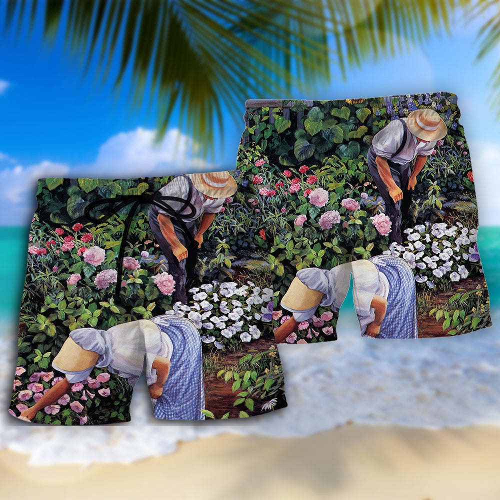 Gardening Floral Nature Lover Beach Shorts Artwork Detail For Comfortable Everyday Summer Wear