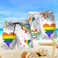 Rainbow Pride Proud Gay Identity Beach Shorts Pattern View For Weekend Trips And Outdoor Activities