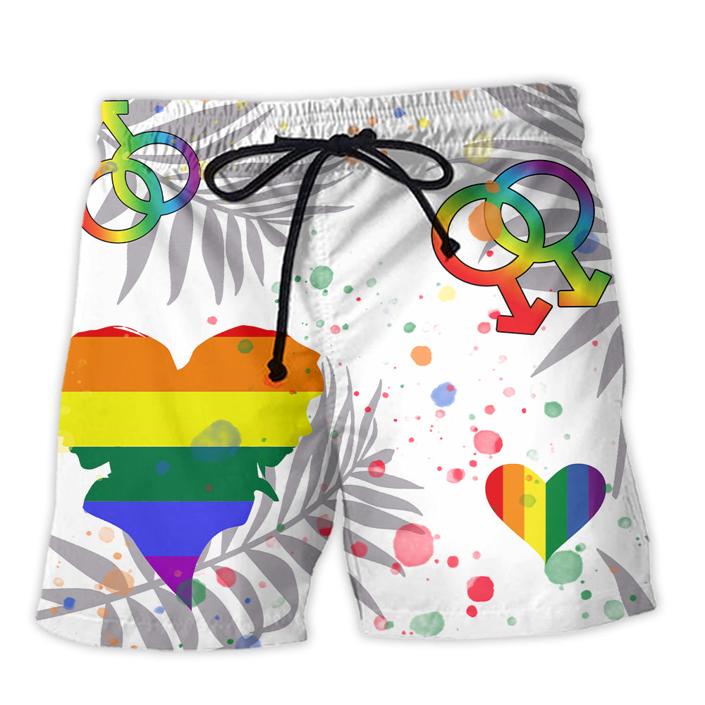 Rainbow Pride Proud Gay Identity Beach Shorts Print Detail For Thoughtful Gift Giving