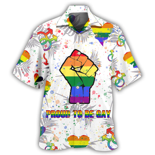 Rainbow Pride Proud Gay Hawaiian Shirt For Beach Days, Summer Outings, And Thoughtful Gift Giving
