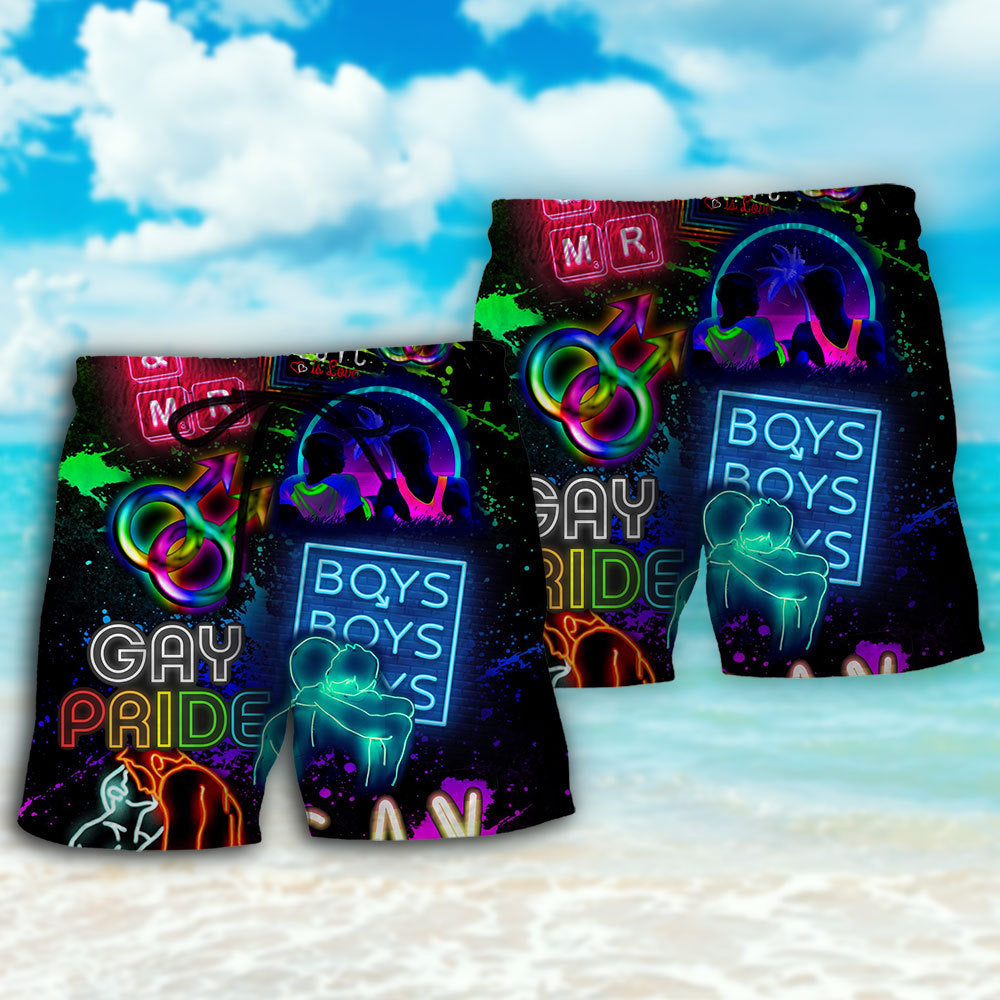 Neon Rainbow Pride Gay Pride Beach Shorts Pattern Detail For Summer Travel And Bright Seasonal Outfits