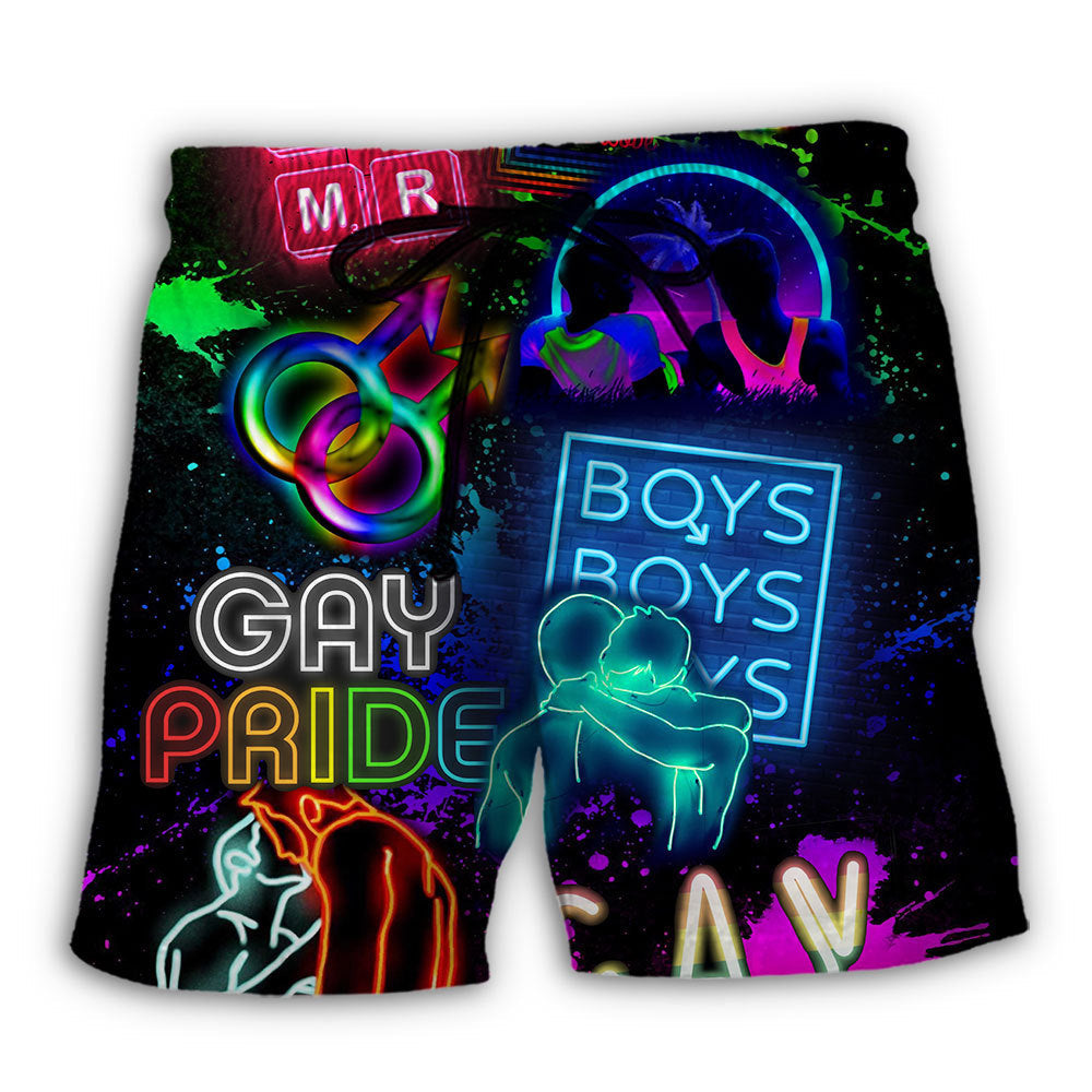 Neon Rainbow Pride Gay Pride Beach Shorts For Weekend Travel And Bright Seasonal Outfits