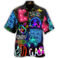 Creative Neon Rainbow Pride Gay Design Hawaiian Shirt For Island Vacations, Resort Wear, And Relaxed Seasonal Style