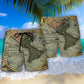 Vintage World Map Geography Beach Shorts For Tropical Getaways And Weekend Adventures