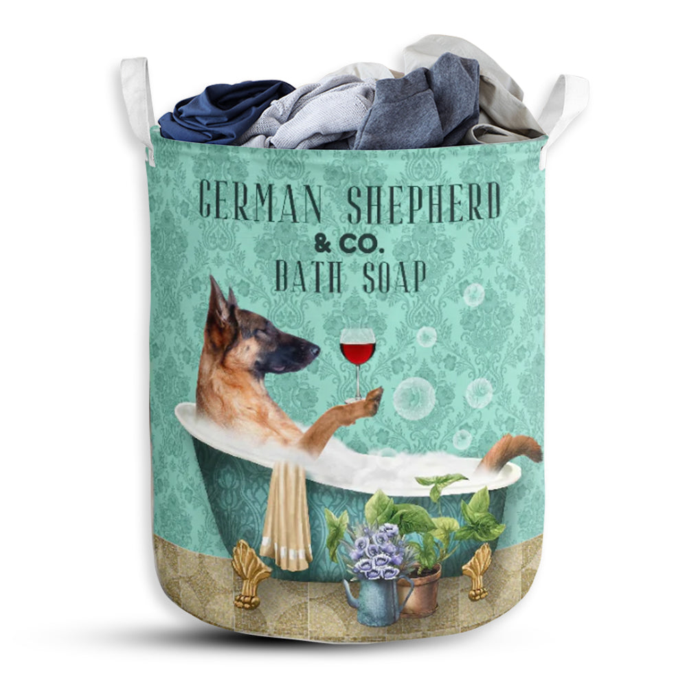German Shepherd And Bath Soap Laundry Basket For Bathroom Bedroom Storage