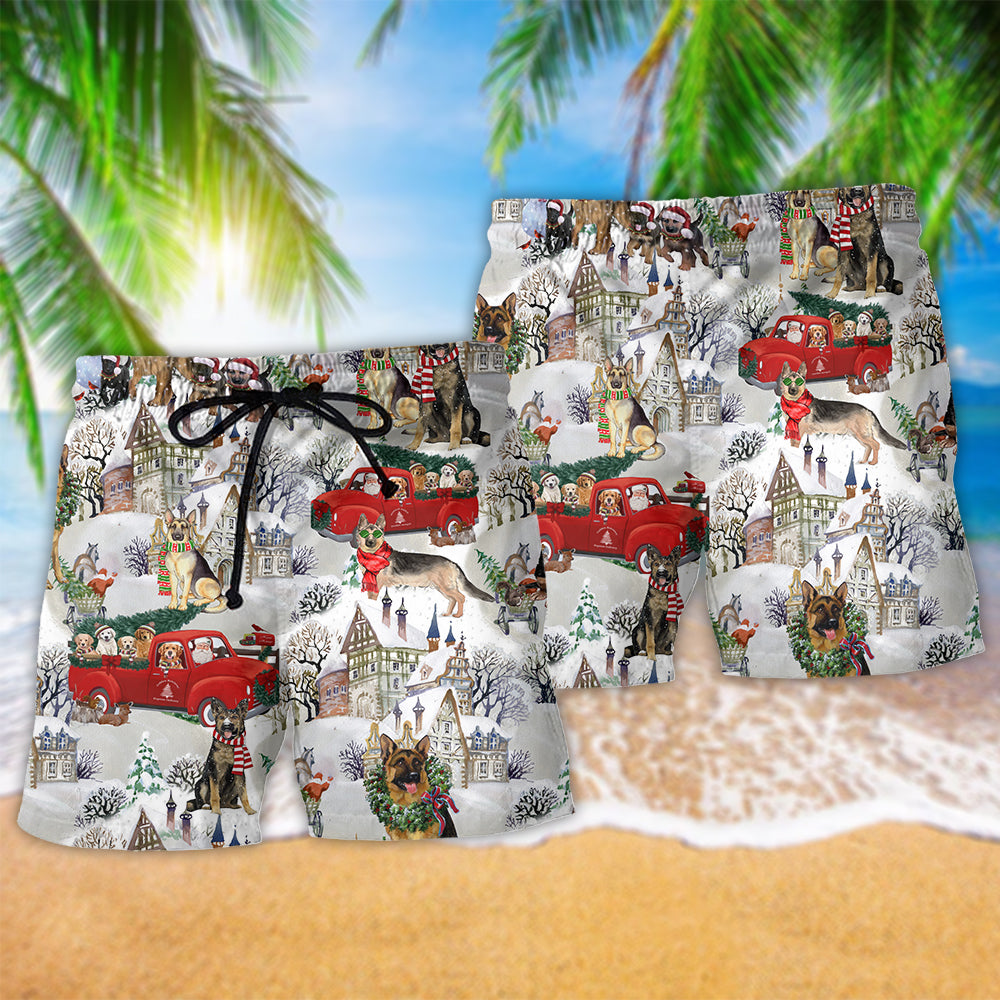 German Shepherd Winter Christmas Beach Shorts For Warm Weather Travel And Everyday Comfort