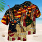 American German Shepherd Sunset Photo Hawaiian Shirt For Island Vacations, Resort Wear, And Relaxed Seasonal Style