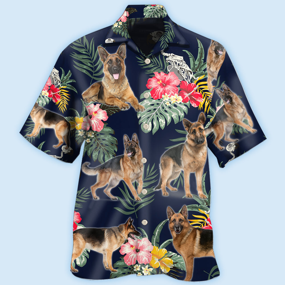 Tropical Floral German Shepherd Hawaiian Shirt Artwork View For Coastal Escapes And Resort Style