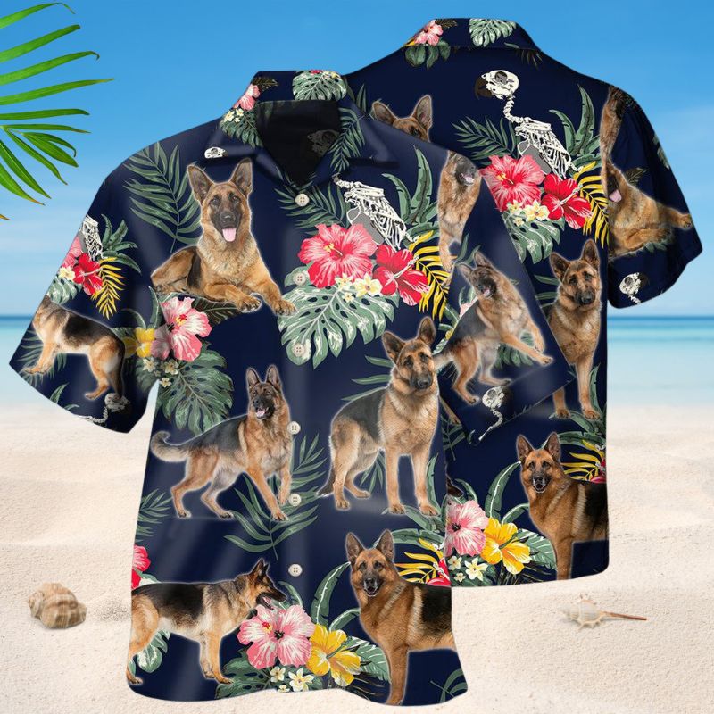 Floral Tropical German Shepherd Hawaiian Shirt For Beach Days, Summer Outings, And Thoughtful Gift Giving