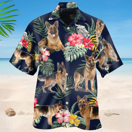 Floral Tropical German Shepherd Hawaiian Shirt For Beach Days, Summer Outings, And Thoughtful Gift Giving
