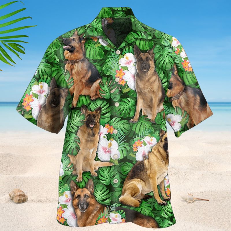 Tropical German Shepherd Hawaiian Shirt For Beach Days, Summer Outings, And Thoughtful Gift Giving