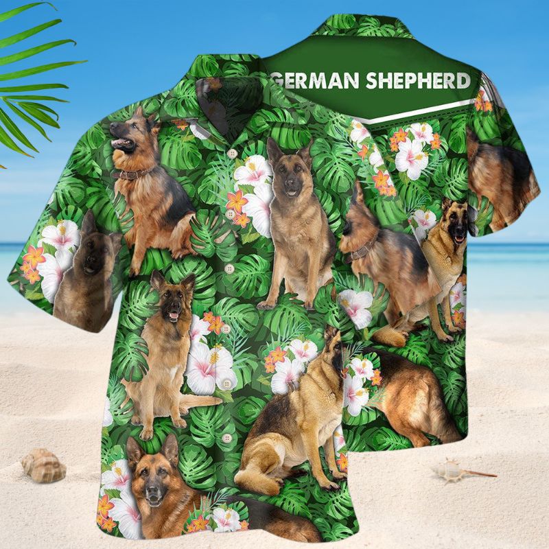 Tropical German Shepherd Hawaiian Shirt For Beach Days, Summer Outings, And Thoughtful Gift Giving