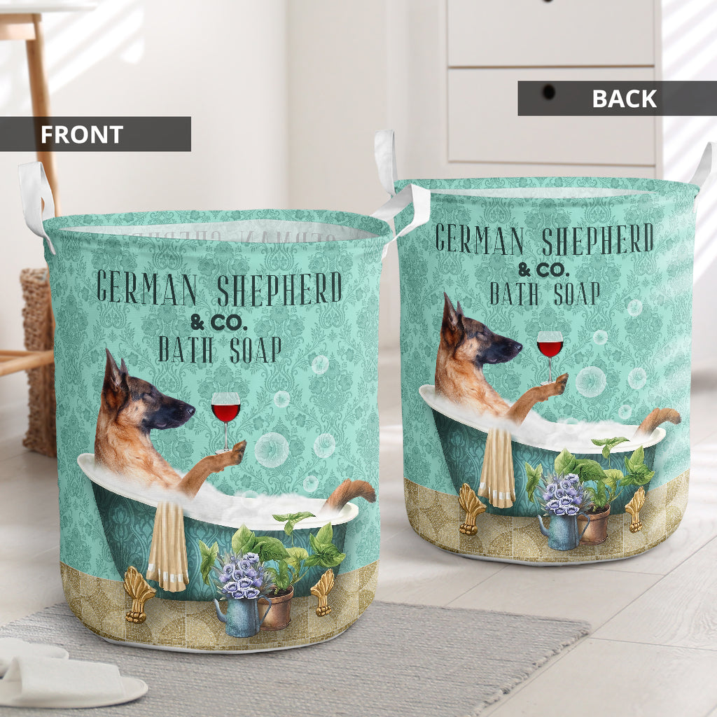 German Shepherd And Bath Soap Laundry Basket For Room Home Organizer