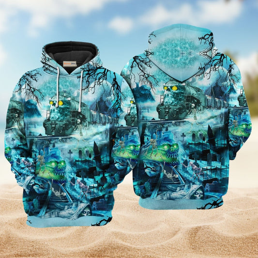 Dark Ghost Train Power Hoodie For Spooky Season Events Everyday Wear And Gift Ideas