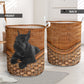 Giant Schnauzer Dog Rattan Texture Laundry Basket For Room Home Organizer