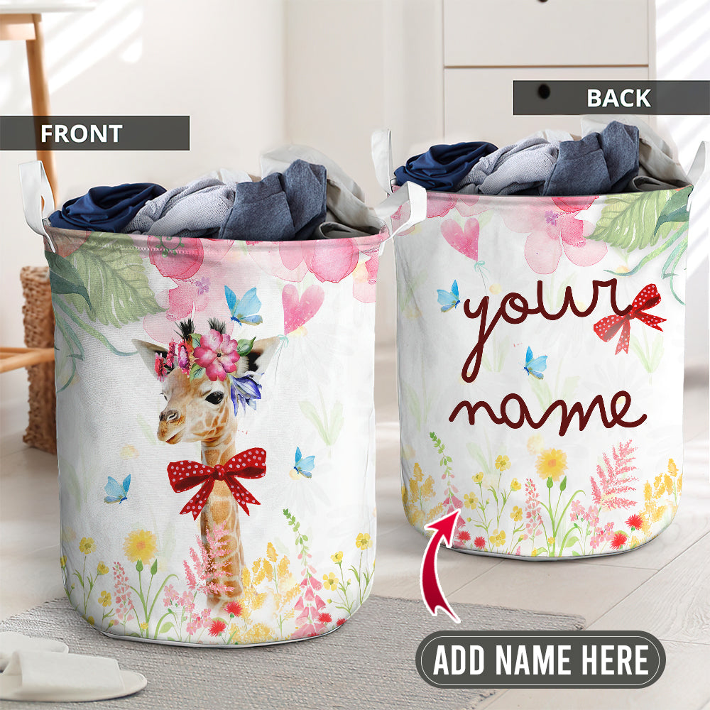 Giraffe Wear Flower Lovely Laundry Basket For Bathroom Bedroom Storage