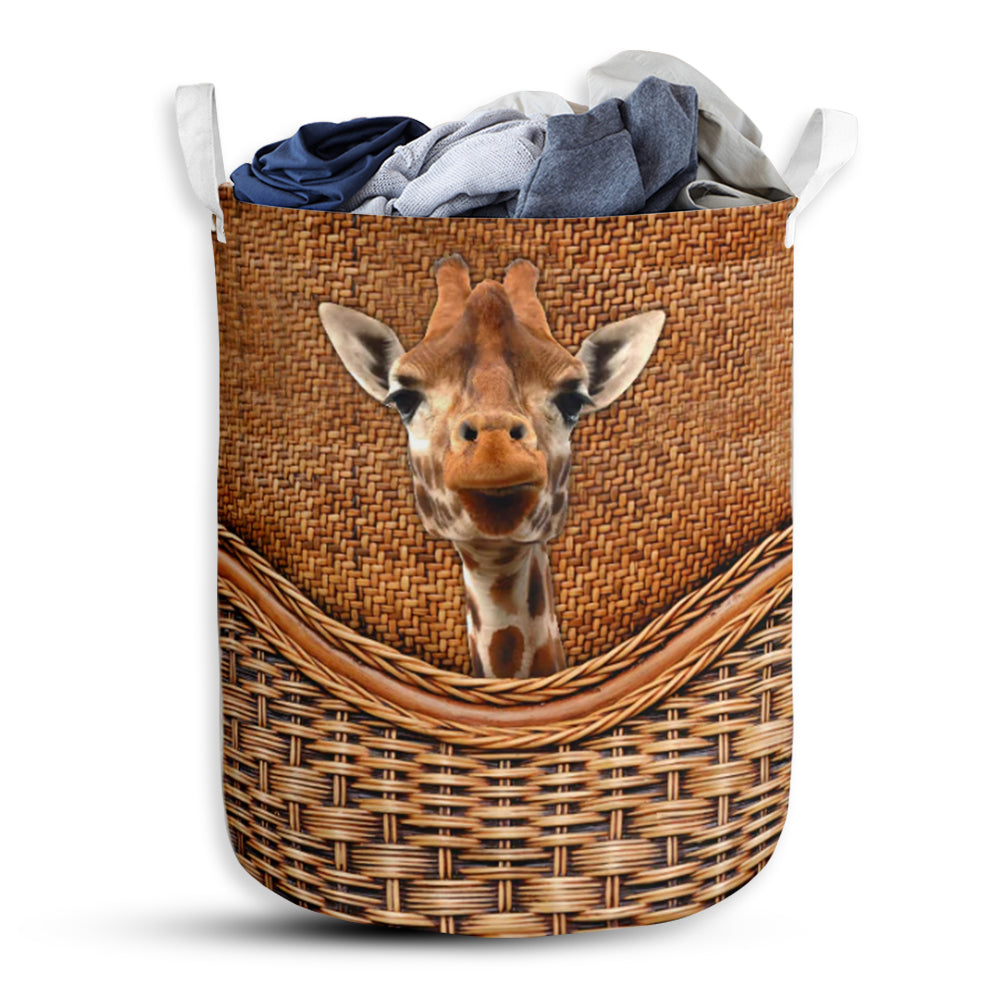 Giraffe Rattan Texture Laundry Basket For Bathroom Bedroom Storage
