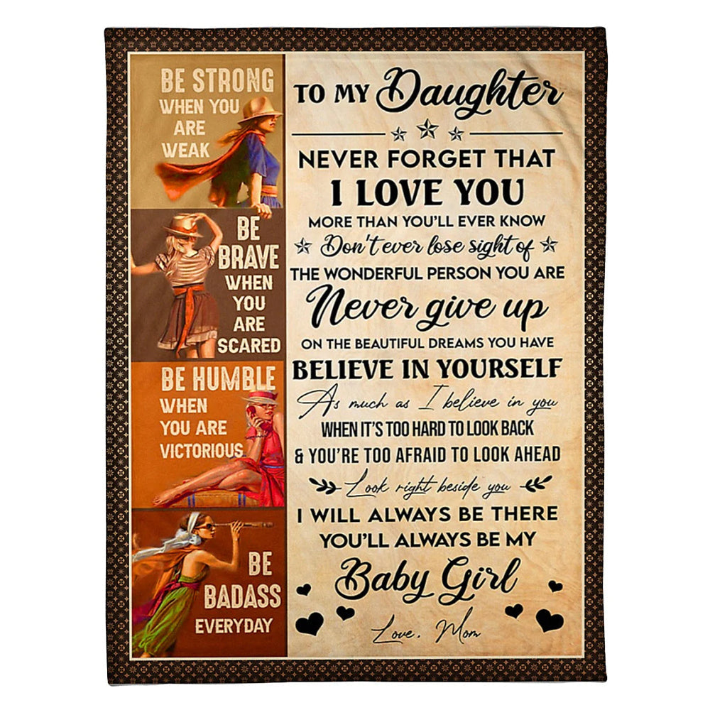 Girl Never Forget That I Love You Mom To Daughter Flannel Blanket For Cozy Bedroom Sofa Decor
