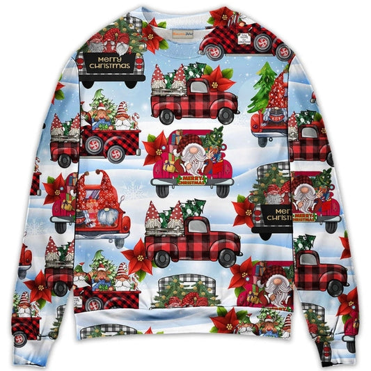 Gnome And Christmas Truck Merry Xmas Sweater For Holiday Parties Family Gatherings And Seasonal Gift Giving